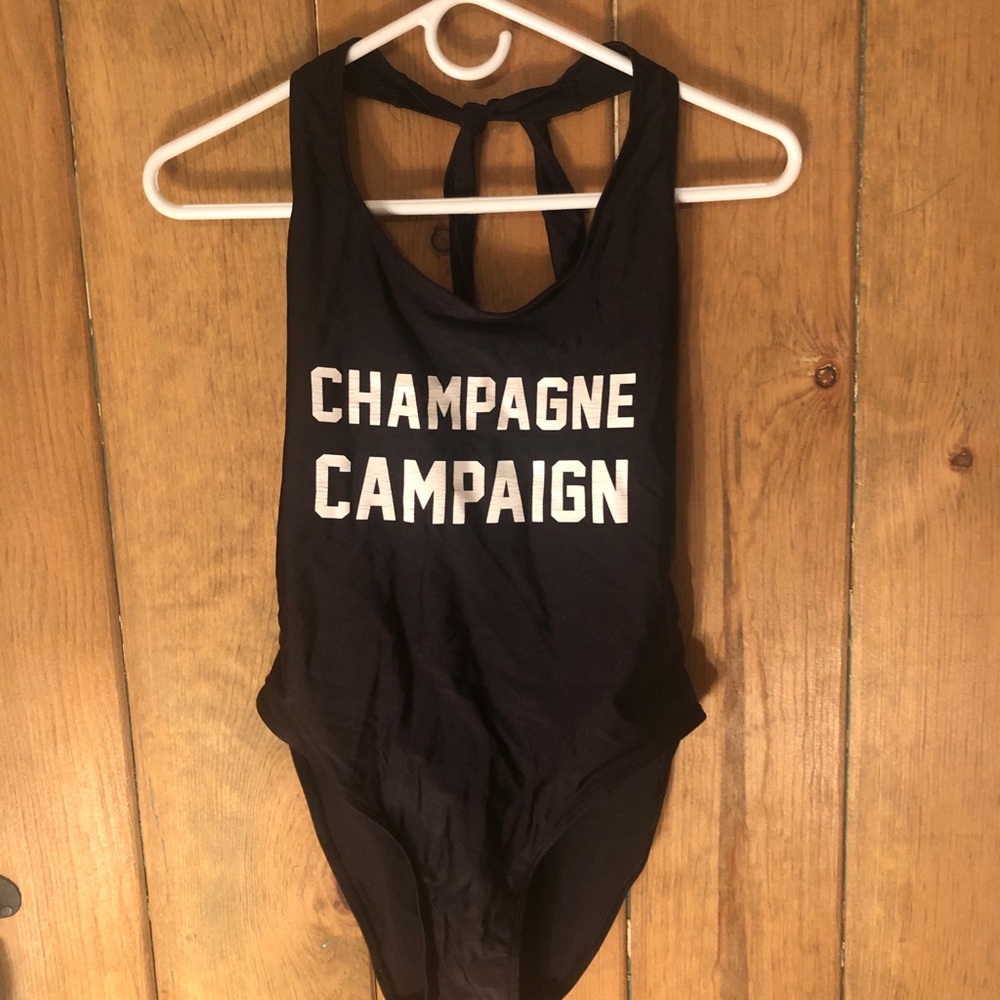 Champagne Campaign halter bathing suit (M)